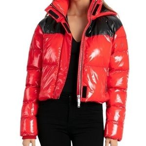 Bagatelle NYC cropped glossy puffer jacket